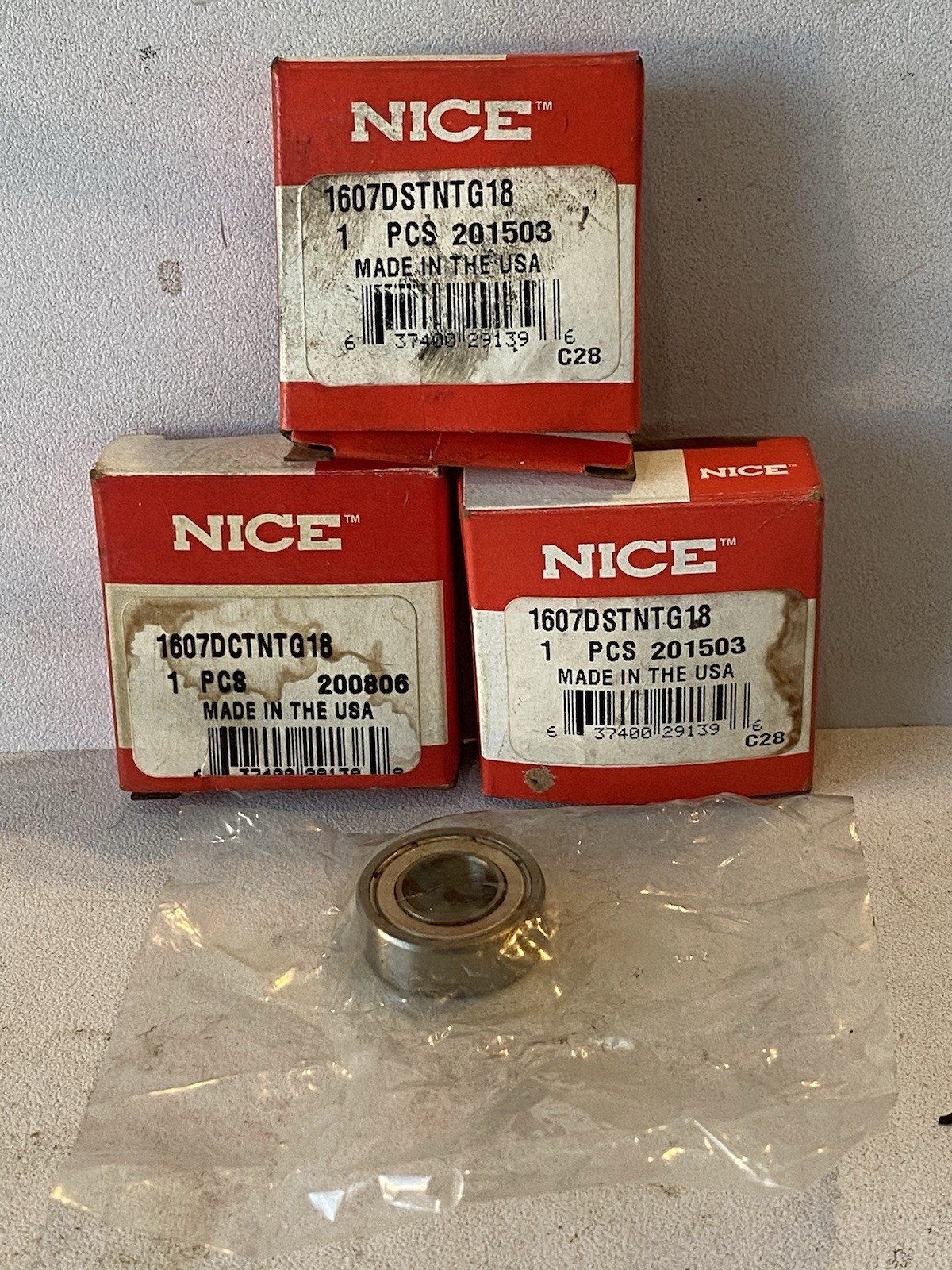 Lot Of 3 Nice 1607 DCTNTG18 7/16″ X 29/32″ X 5/16″ Metal Shielded Bearing