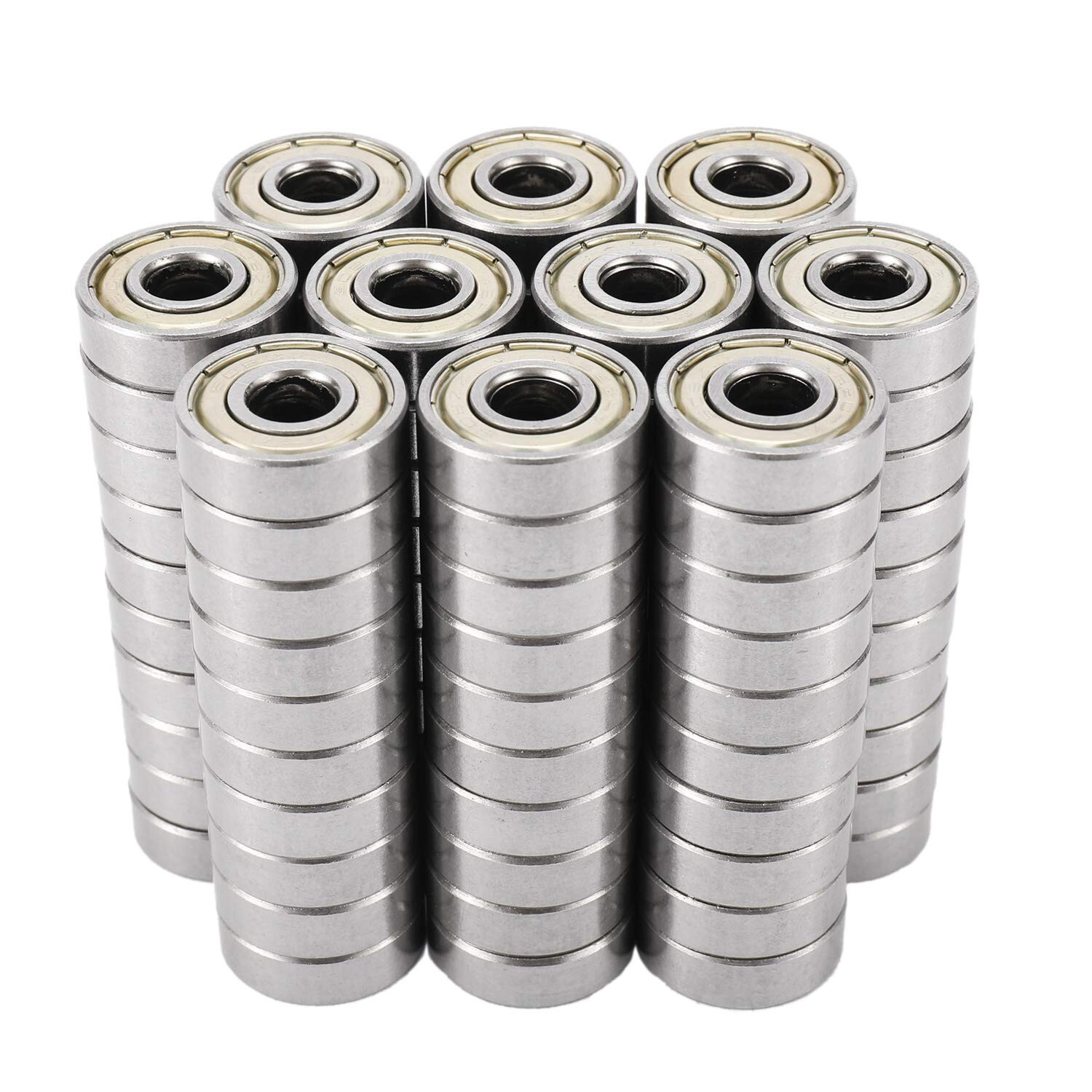 (100 Pcs) 608-ZZ Ball Bearing Double Shielded Miniature Deep Groove 8x22x7mm