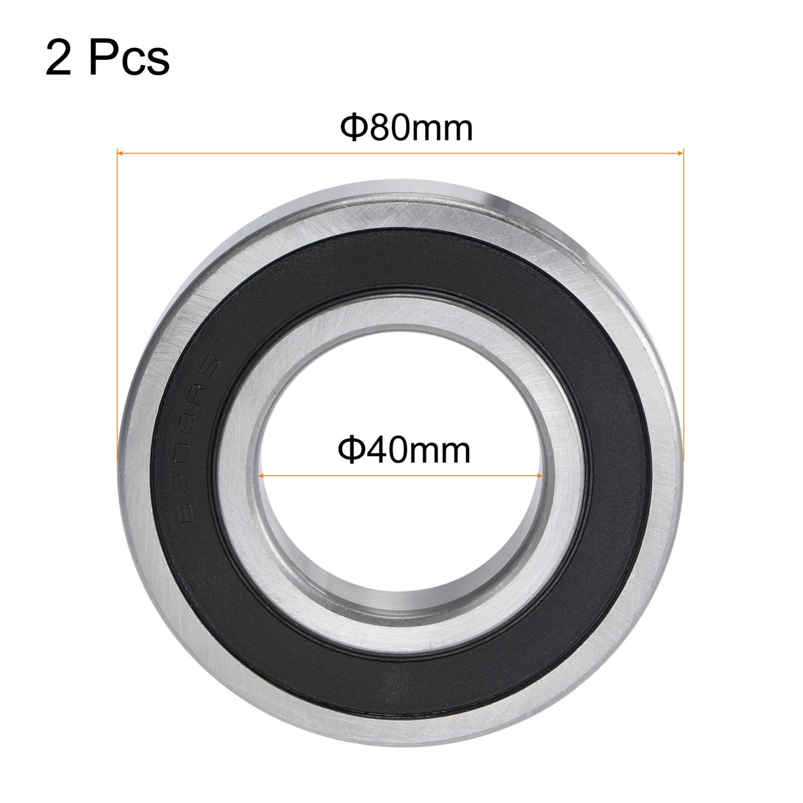 6208-2RS Deep Groove Ball Bearings 40x80x18mm Double Sealed Chrome Steel 2pcs