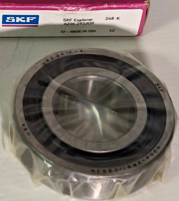 SKF 6206-2RSJEM Ball Bearing 30 mm ID, 62 mm OD, 16 mm Width