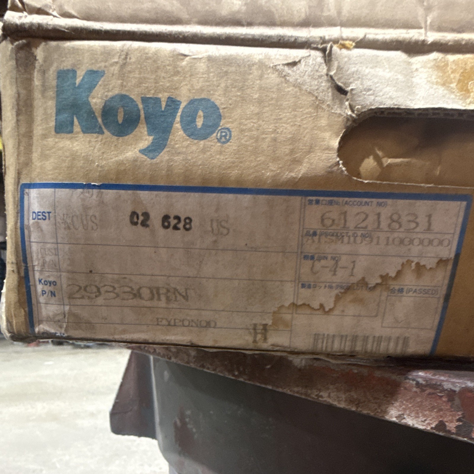 Koyo 29330RN Spherical Roller Thrust Bearing, Steel 150x250x60mm