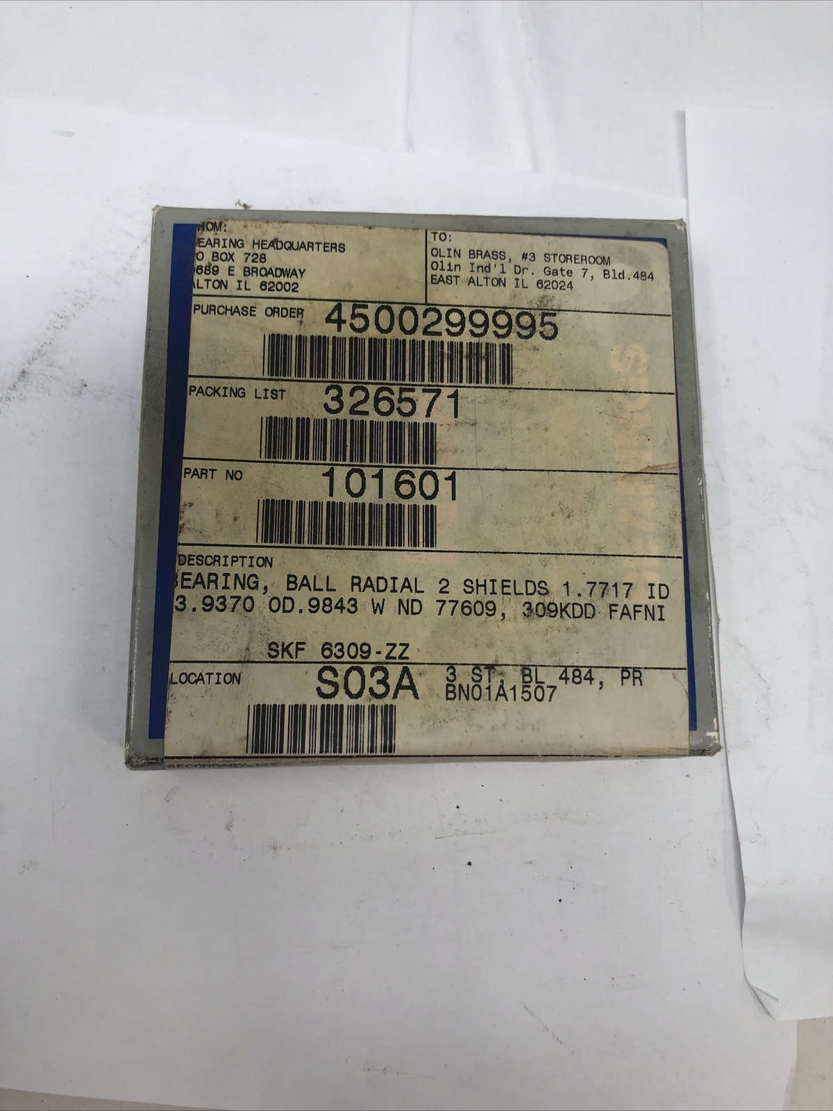 NSK RADIAL BALL BEARING 6309ZZC3 – NOS