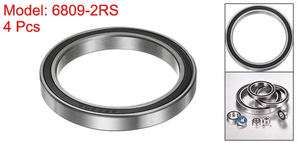 4pcs 6809-2RS Ball Bearings 45mmx58mmx7mm Chrome Steel ABEC3 Double Sealed
