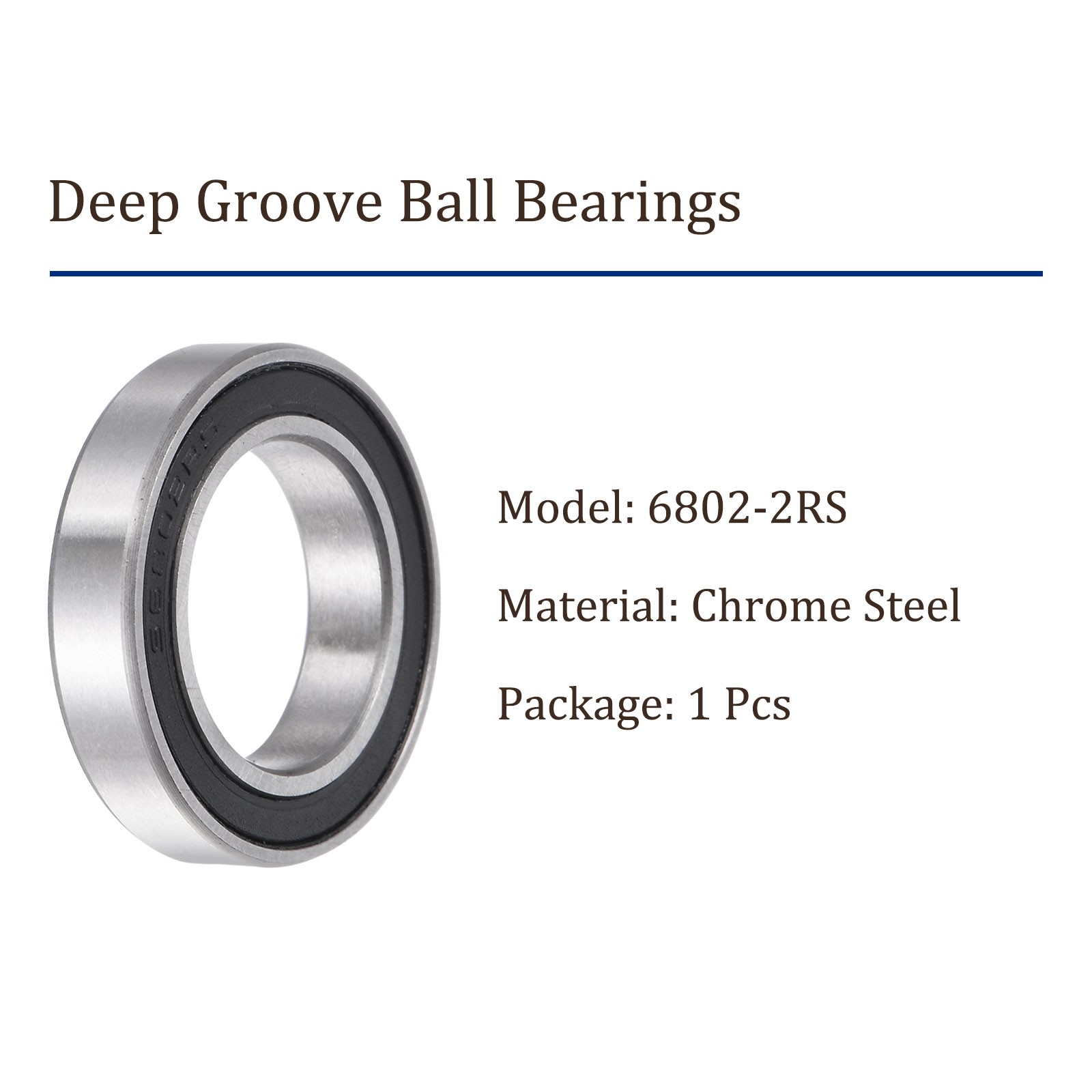 6802-2RS Chromium Steel Bearing Ceramic Balls 15x24x5mm Double Sealed Bearing