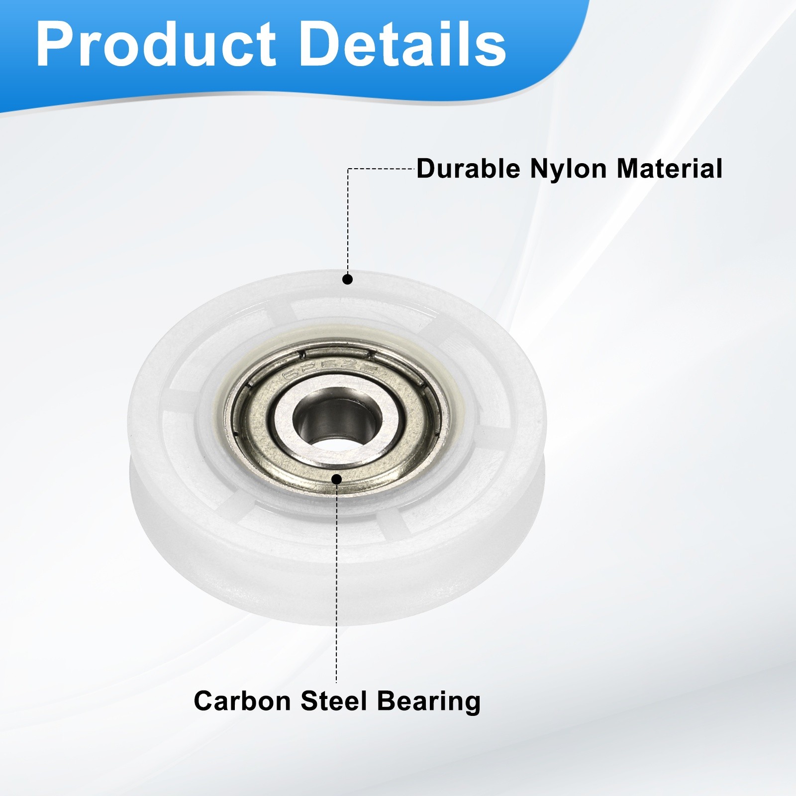 5 Pcs White Groove Nylon Plastic Guide Bearing 6x33x7mm Pulley Roller