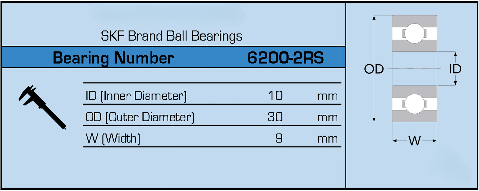 NEW 6200-2RS C3 SKF Rubber Seal Ball Bearing 6200 2RS 6200RS 10x30x9mm