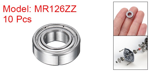 10pcs MR126ZZ Bearings 6x12x4mm Chrome Steel Mini Bearing Double Shielded, ABEC5