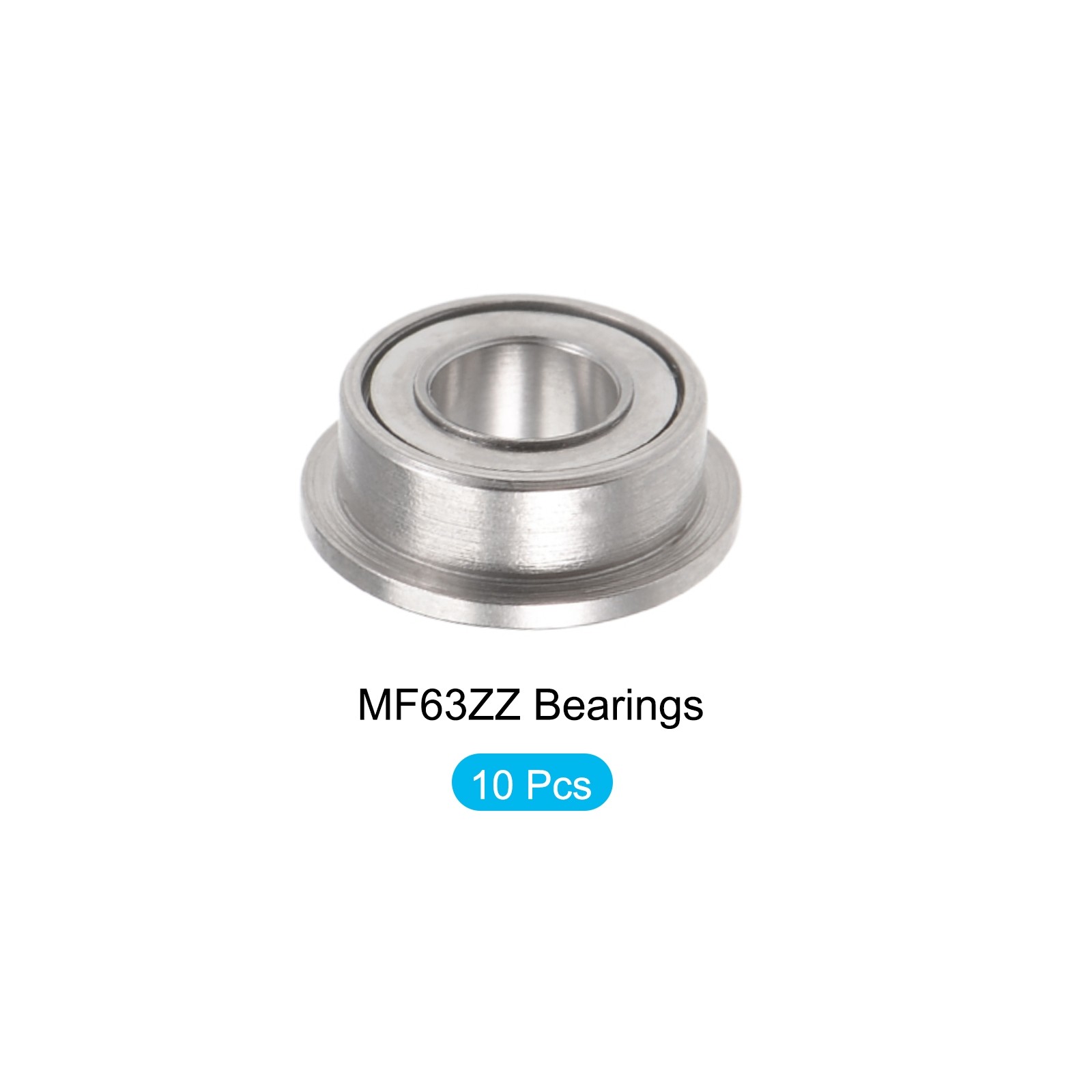 10Pcs Chromium Steel Double Sealed Flange Ball Bearing MF63ZZ, 3mm x 6mm x 2.5mm