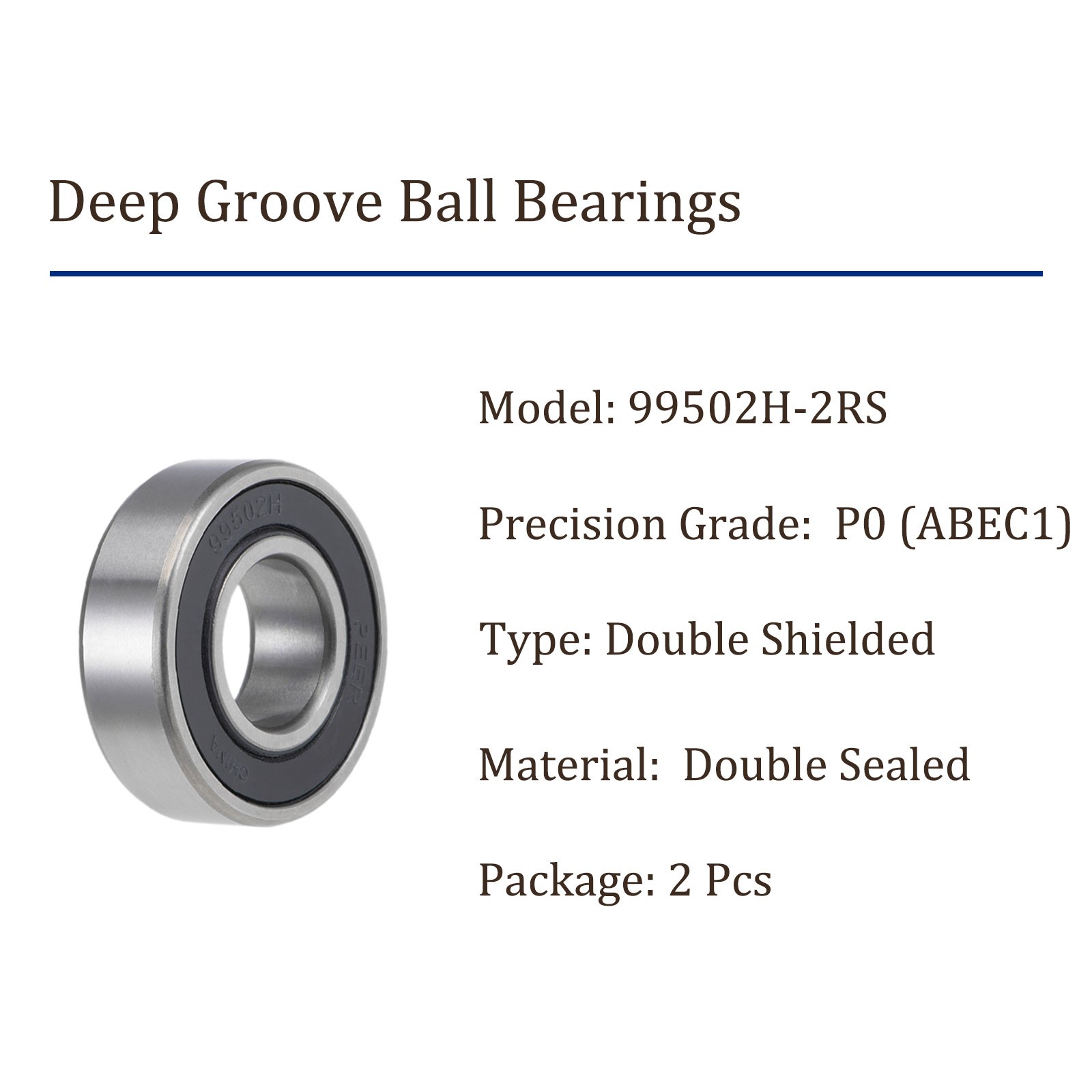2pcs Ball Bearings – [5/8-inch x 1-3/8-inch x 11mm] Double Seal