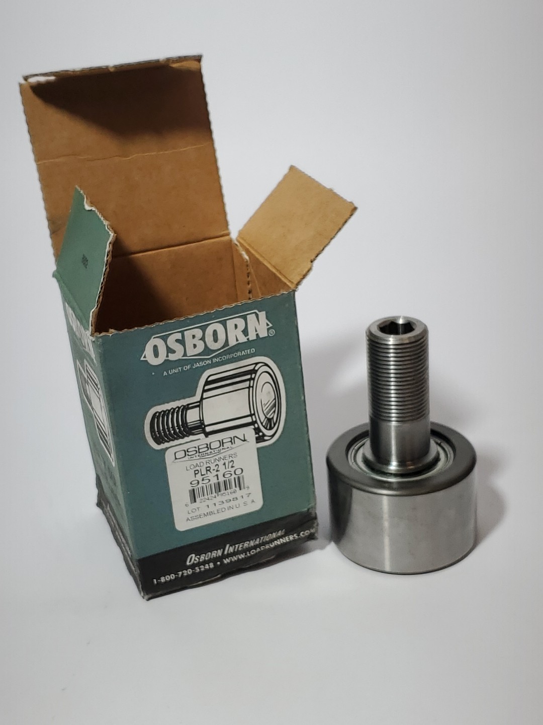 Osborn PLR-2 1/2 Load Runner 95160 Cam Follower Idler Roller 2.5″ Flat Stud
