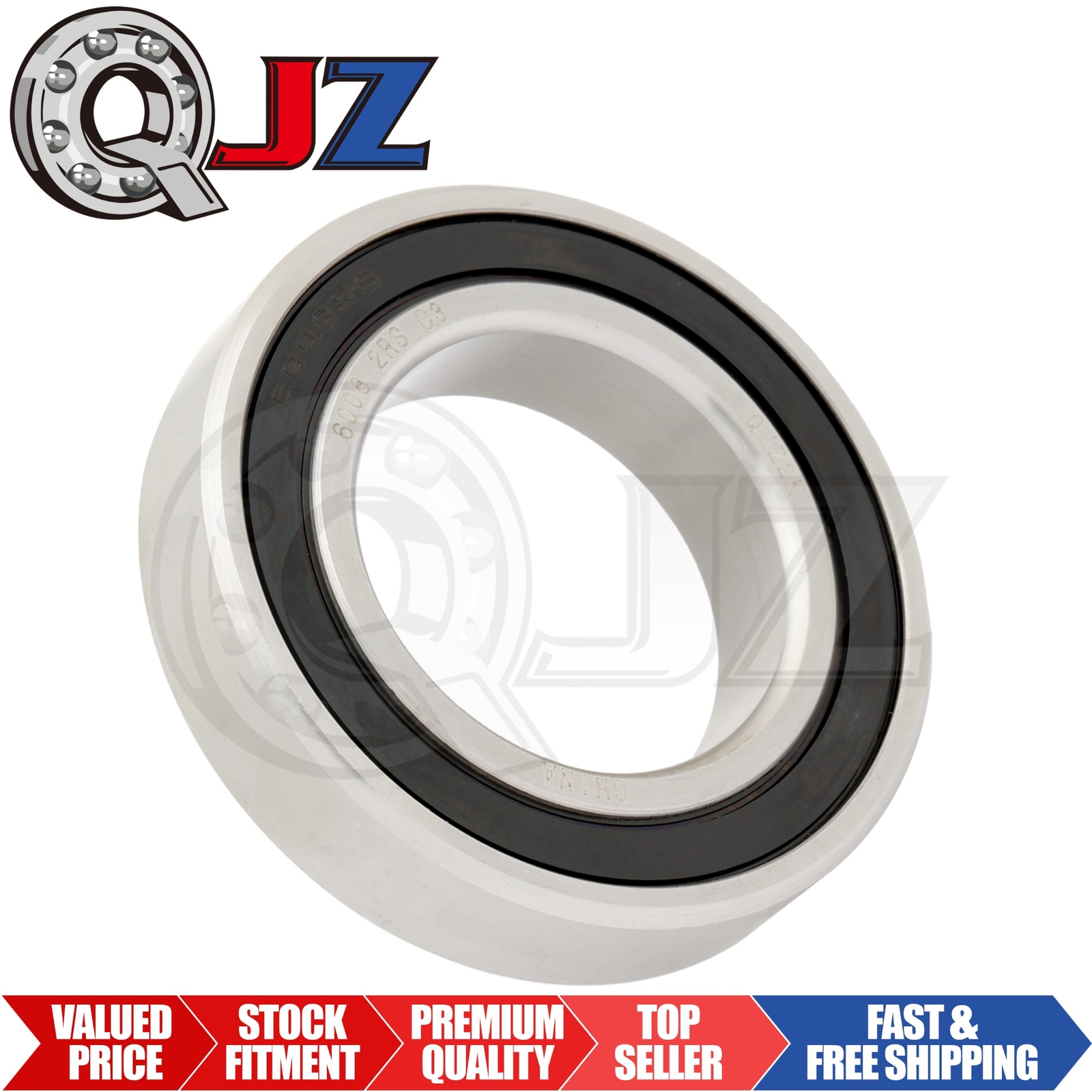 [Qty.1] 6008-2RS Radial/Deep Groove Ball Bearing [40mm Bore x 68mm OD x 15mm W]
