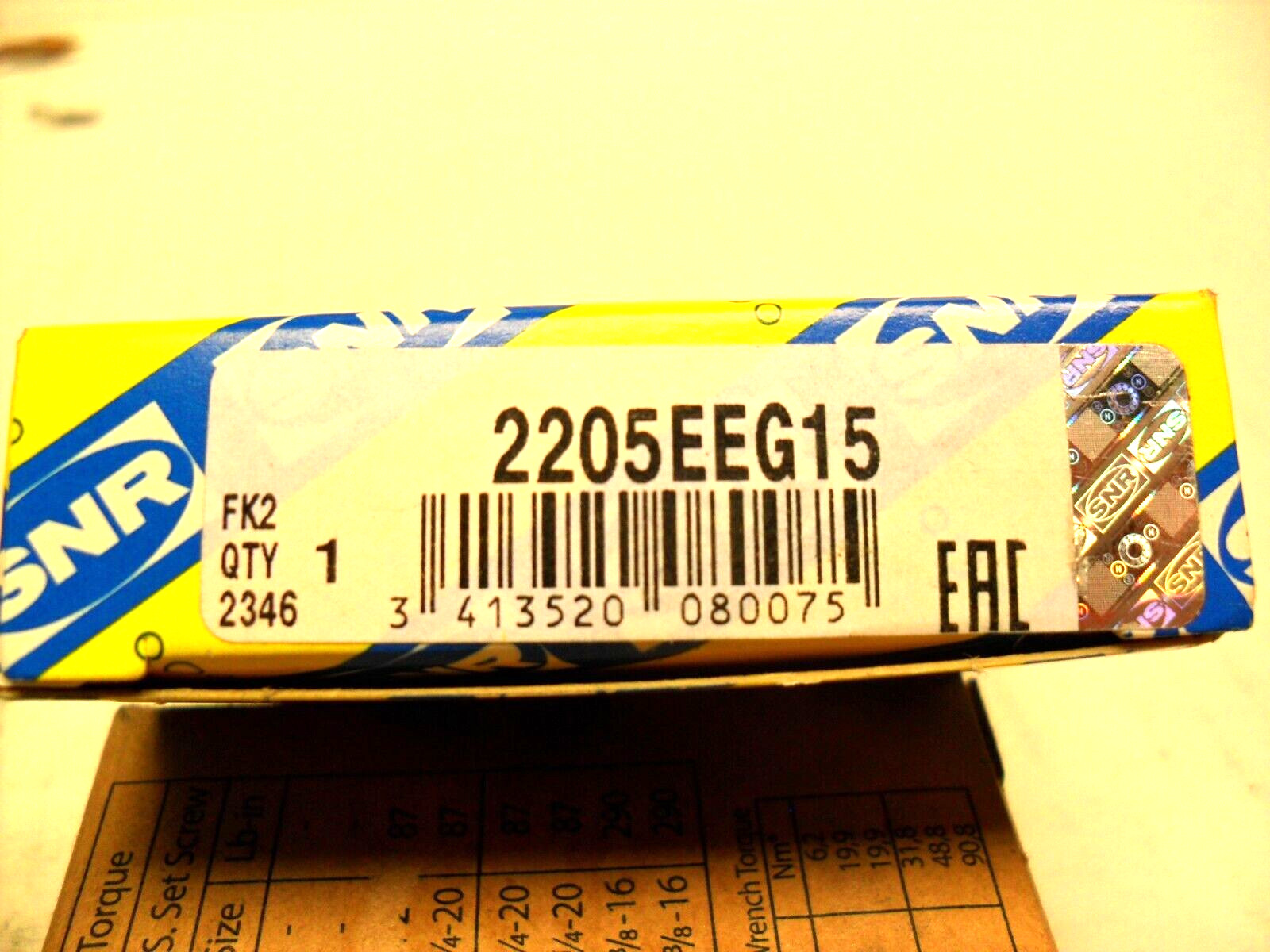 SNR 2205EEG15 Single Row Ball Bearing Ø25 mm Ø52 mm 18 mm nib