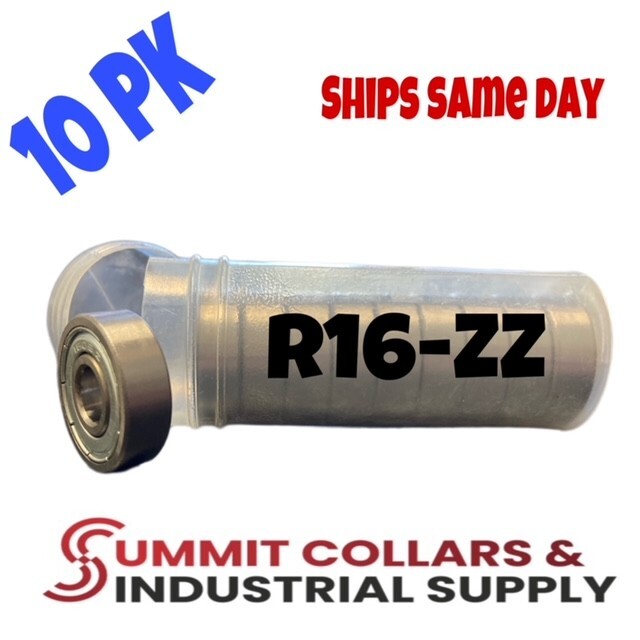R16-ZZ High Quality Two Side Metal Shield Ball Bearing 1″x2″x1/2″ (10PK)