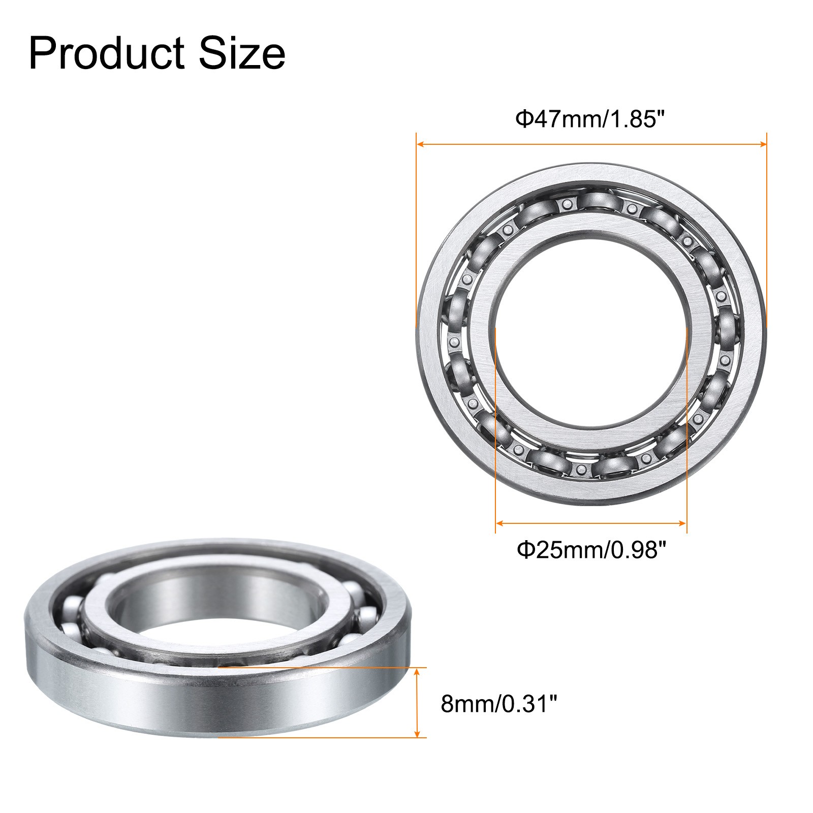 4Pcs 16005 Deep Groove Ball Bearing High Carbon Chrome Steel Z0 Double Rubber