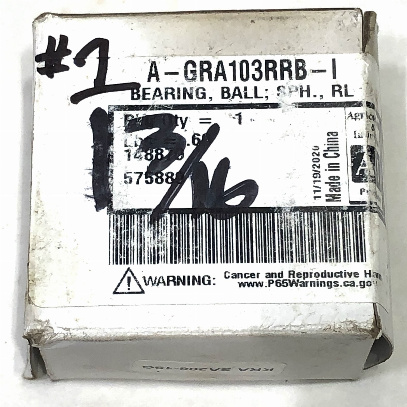 A&I GRA103RRB SA206-19G Insert Spherical Ball Bearing – Missing Collar