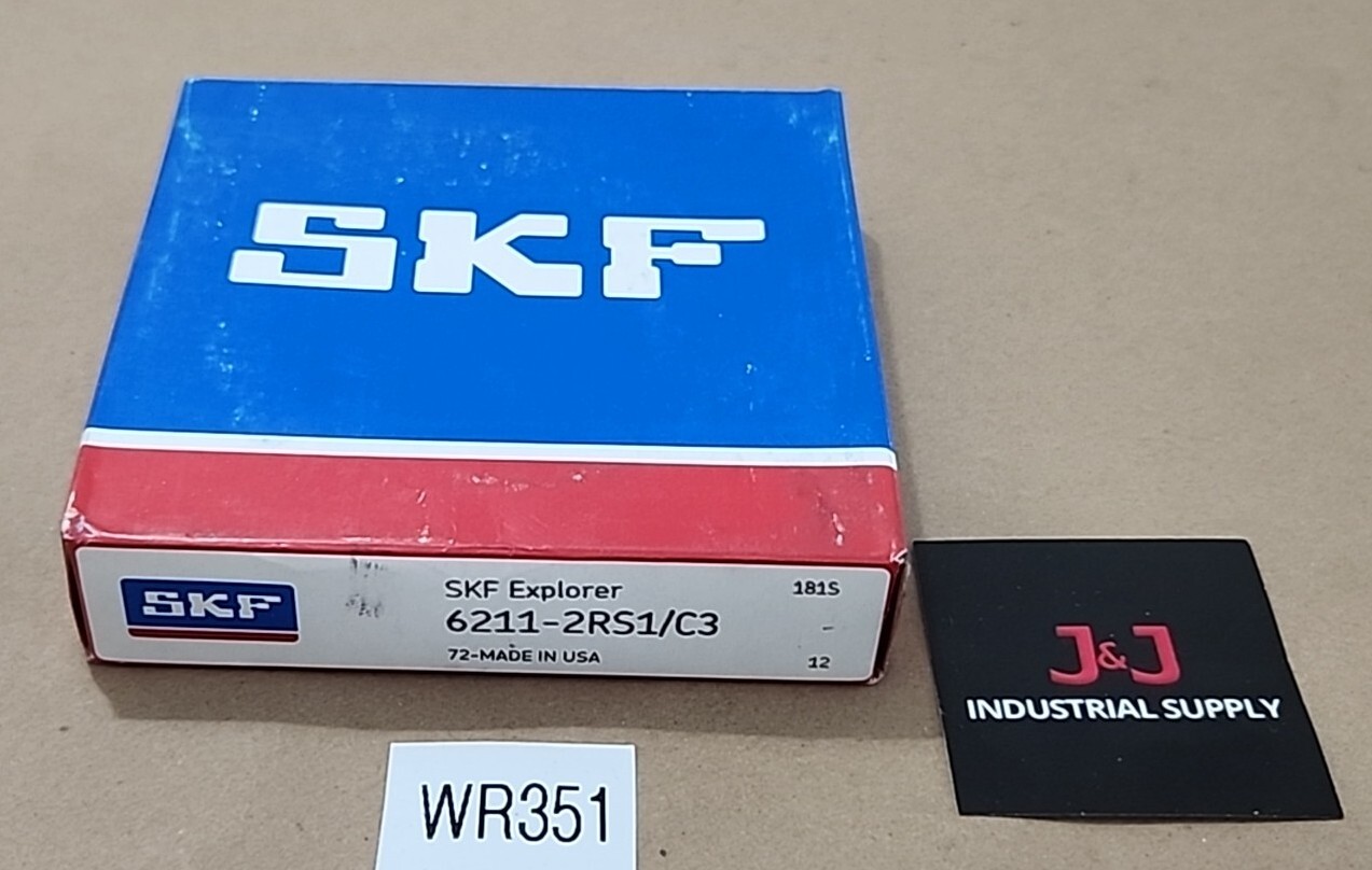 *FACTORY SEALED* SKF 6211-2RS1/C3 Deep Groove Ball Bearing 🇺🇸 Made + Warranty!