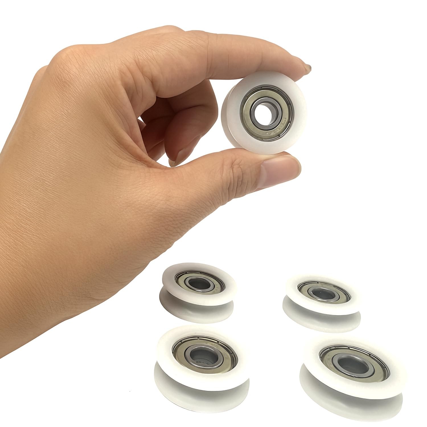Preamer 5PCS Plastic Pulley Roller Wheel, 8x30x10mm Nylon 8x30x10mm, White