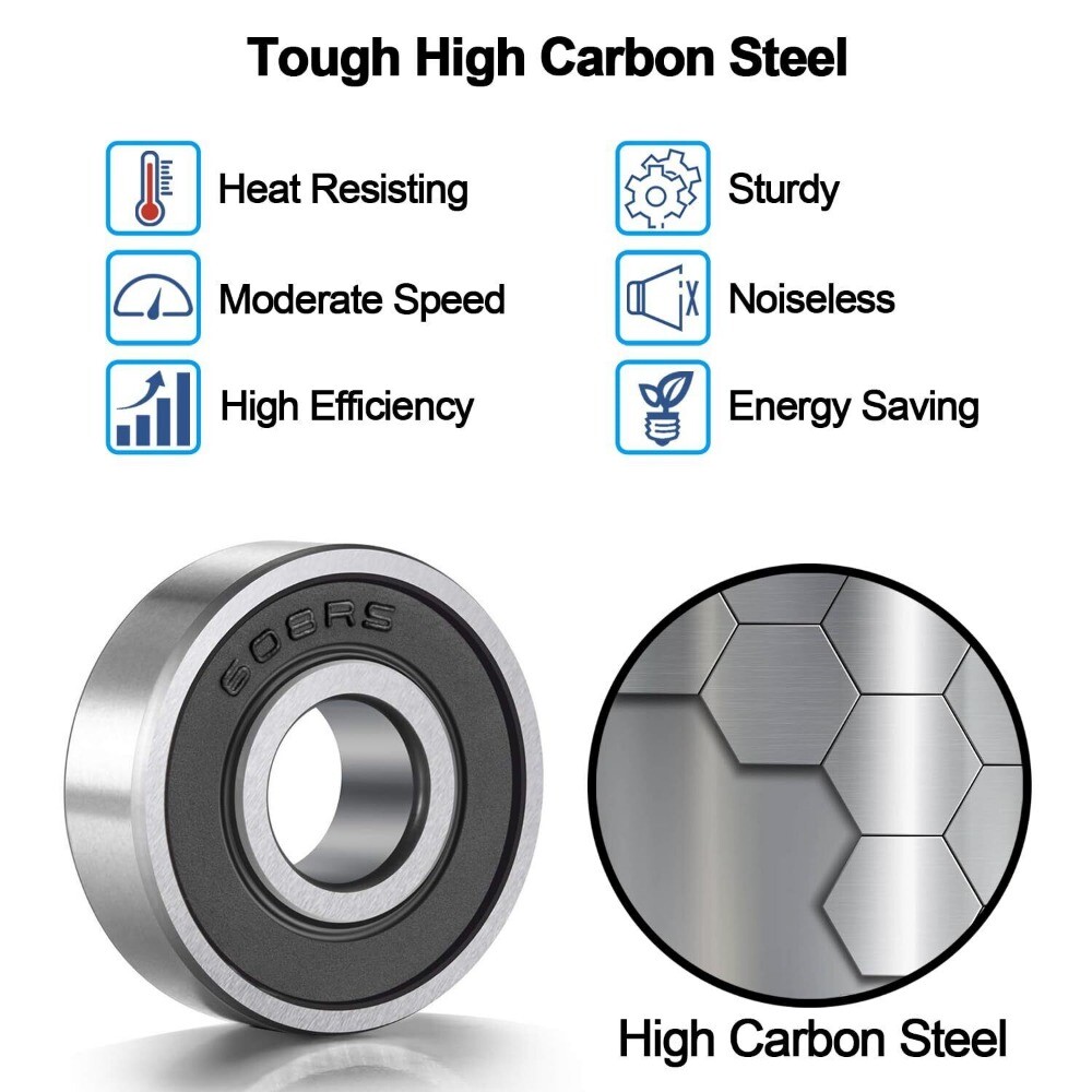 10pcs Ball Bearing 608-2RS Miniature Groove Ball Bearing 8x22x7mm Bearing Steel