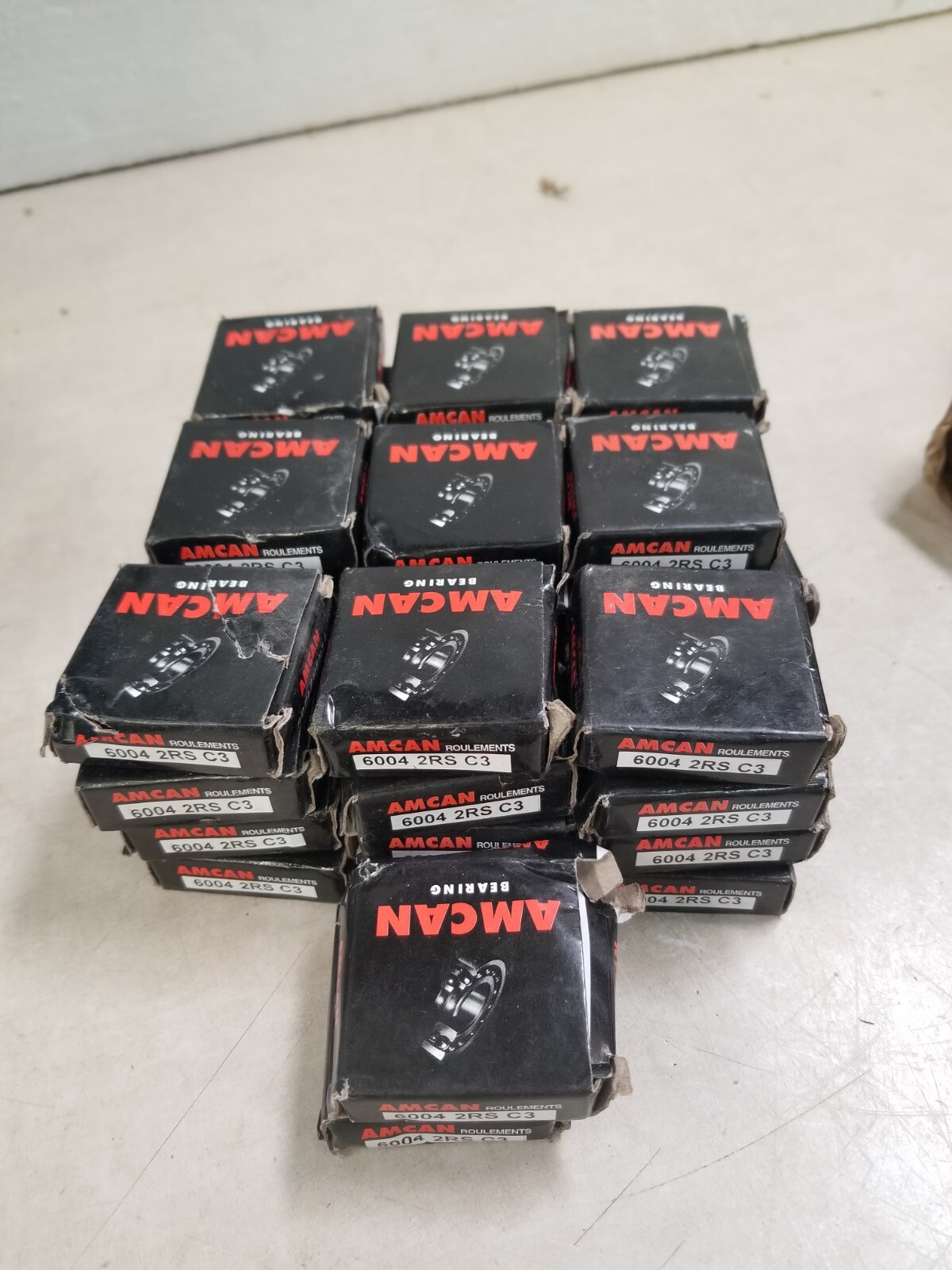 Lot of 38 – Amcan 6004 2RS C3 Sealed Single Row Ball Bearings
