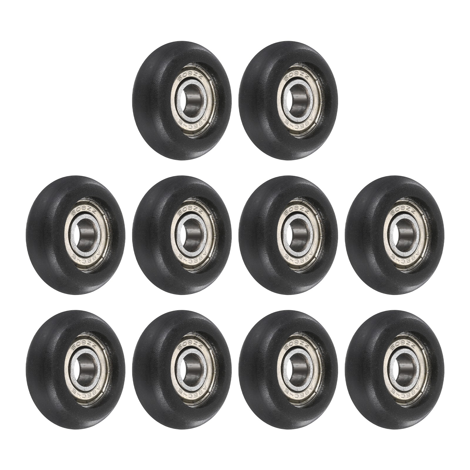 10Pcs 8x32x11.7mm Metal Shielded (GCr15) Chrome Steel Bearing+POM Guide, Black