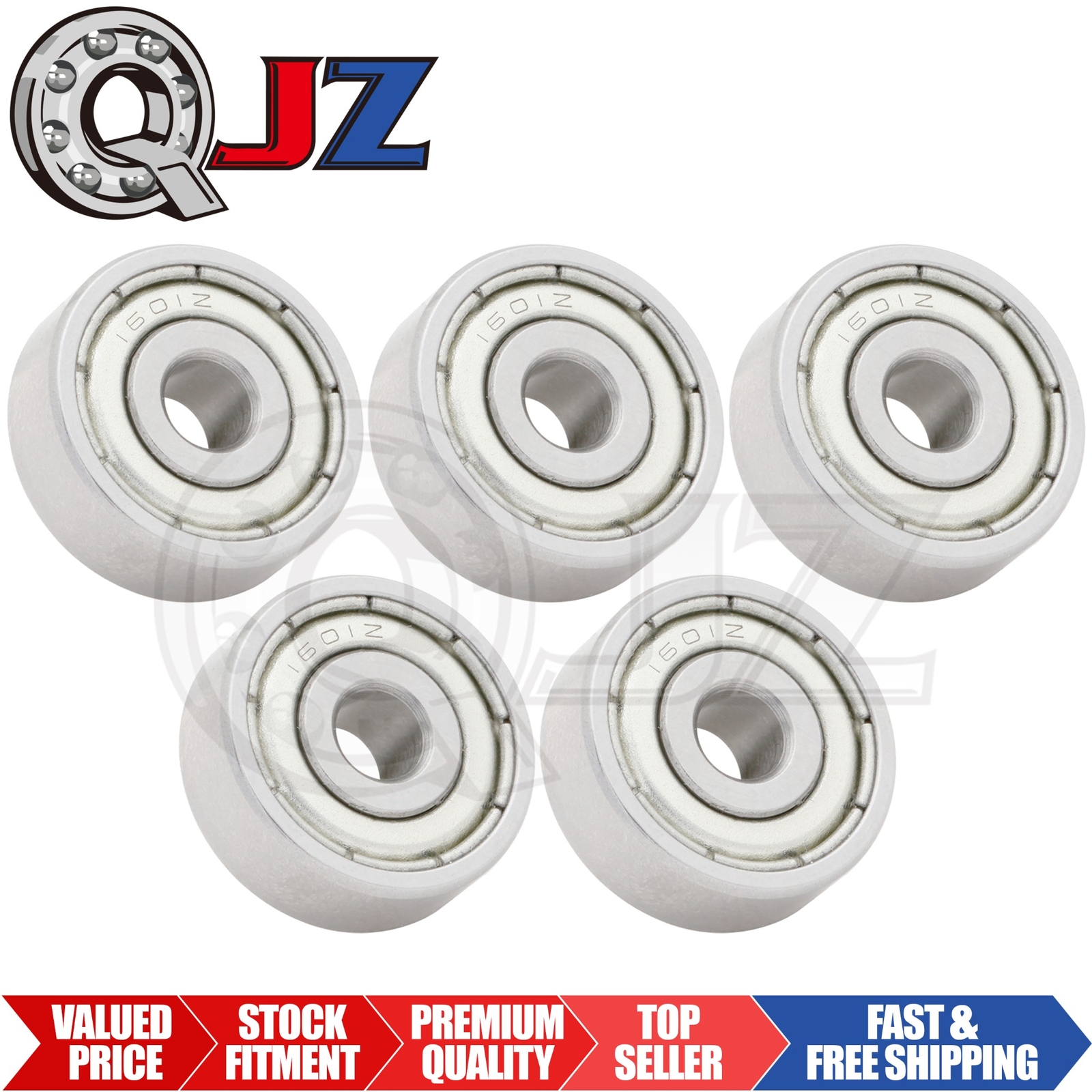 [Qty.5] 1601-ZZ Radial/Deep Groove Ball Bearing [3/16″ ID x 11/16″ OD x 1/4″ W]