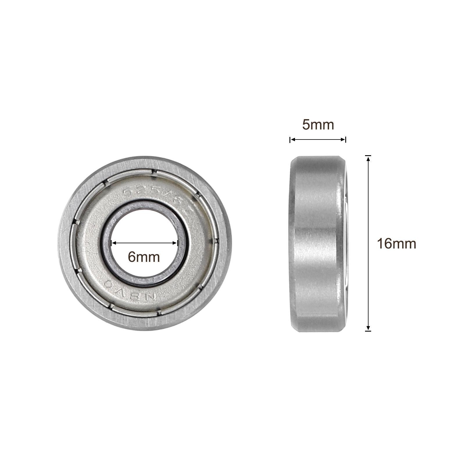 10pcs Deep Groove Ball Bearings 6x16x5mm Chrome Steel Balls Double Shield ABEC1