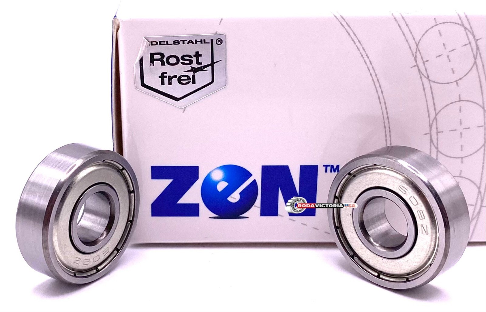 ZEN 608 ZZ (Qty. 2) Deep Groove Ball Bearing, Metal Shielded 8x22x7 mm