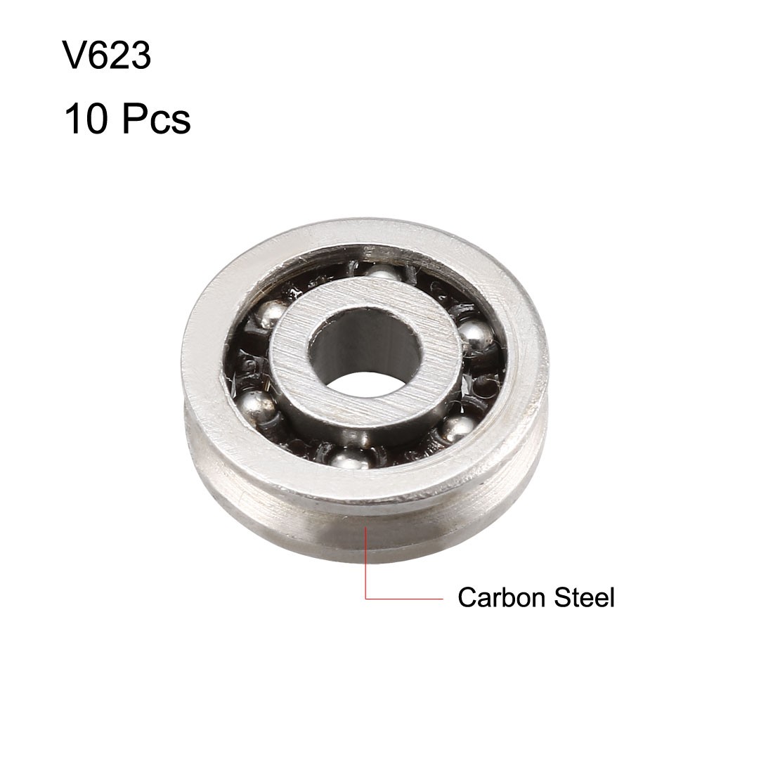 10pcs 3x10x3mm V623 V-Groove Guide Pulley Rail Ball Bearing Carbon Steel Bearing