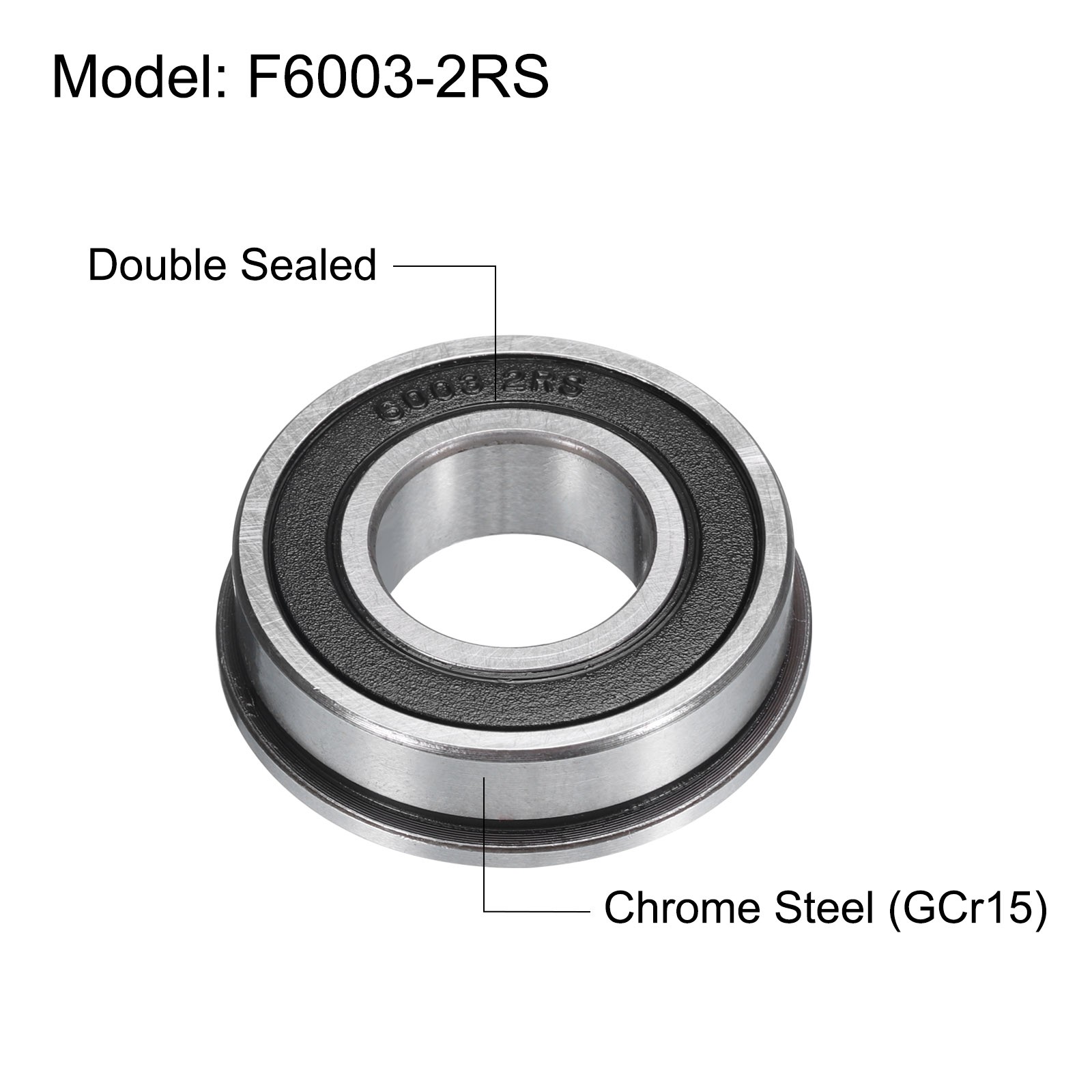 F6003-2RS Flanged Ball Bearing 17x35x10mm Double Seals Chrome Steel Bearing 4pcs