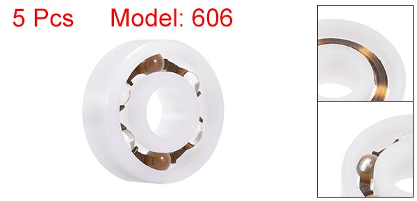 606 Plastic Bearings 6x17x6mm Glass Ball Nylon Cage 5Pcs