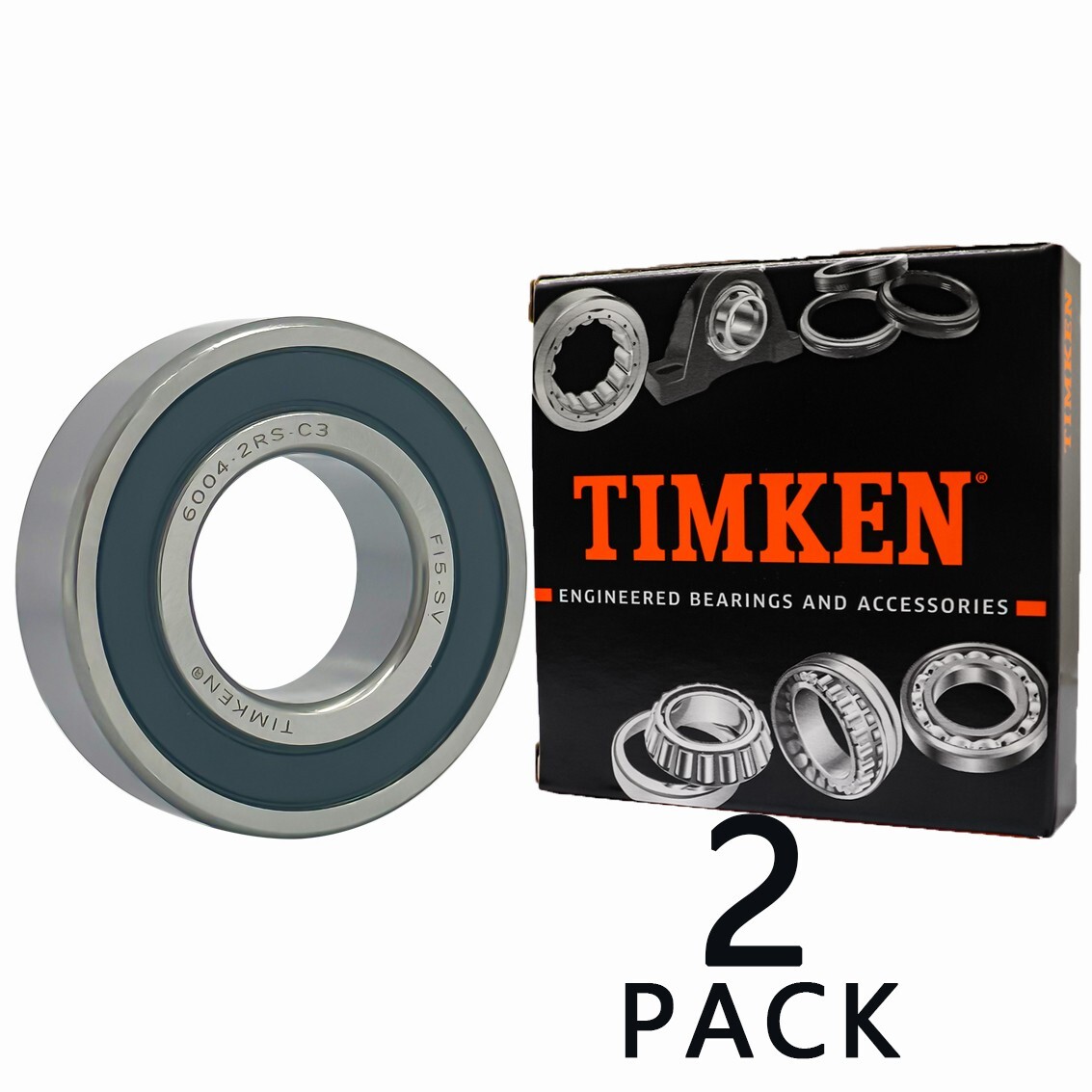 2PACK TIMKEN 6004-2RSC3 C3 Clearance Two Side Sealed Ball Bearings 20X42X12mm
