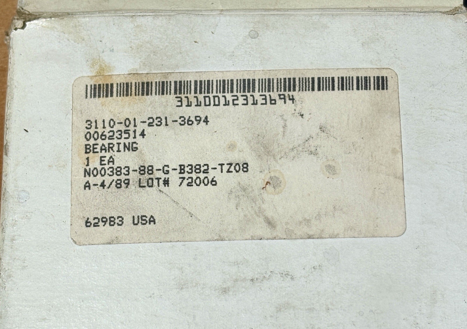 Eaton Aerospace Annular Ball Bearing NSN 3110-01-231-3694 (Cage 62983)