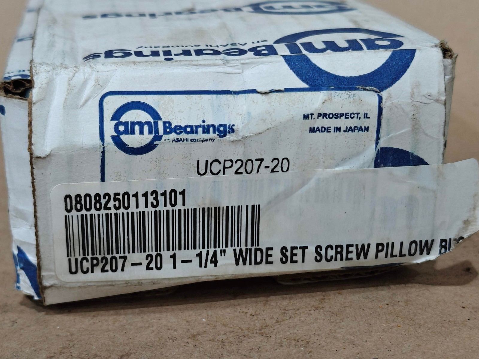 AMI UCP207-20 Insert Bearing (1.25) 1-1/4″ Bore, Set Screw Locking, Japan