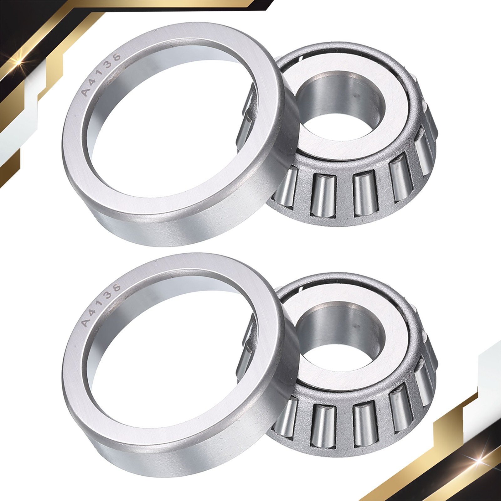 2Sets A4050/A4138 Tapered Roller Bearing Cone and Cup 0.5″ Bore x 1.3775″ OD
