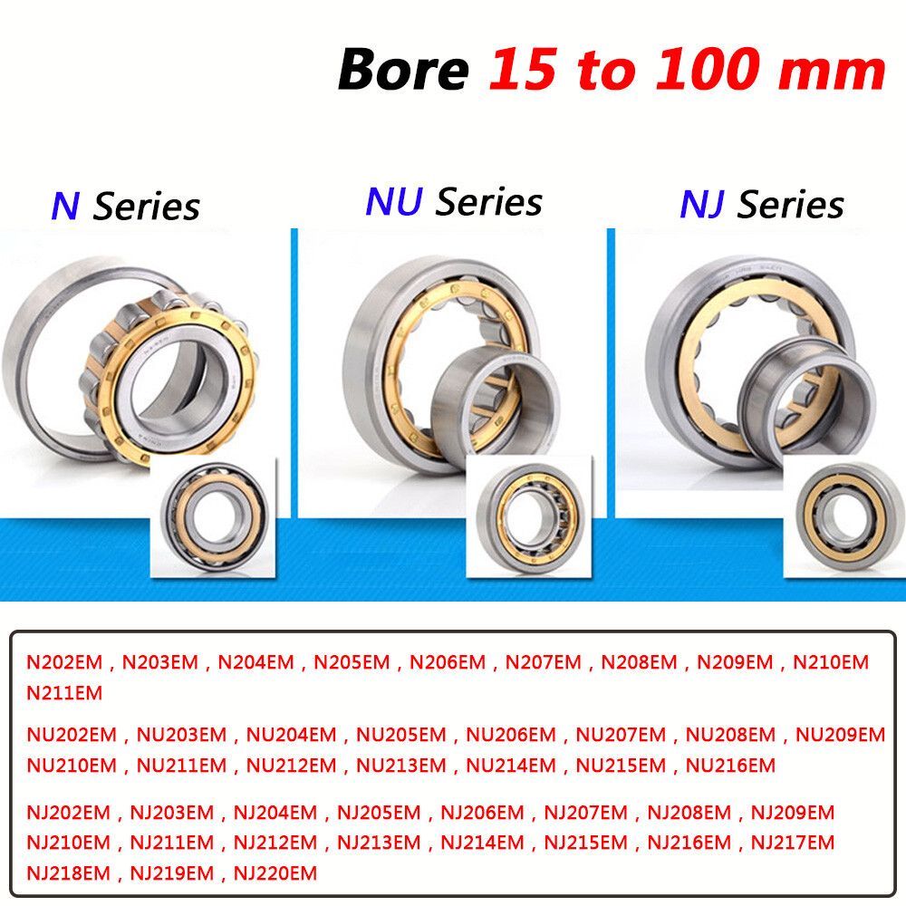 15mm to 100mm Bore Radial Rolling Cylindrical Roller Bearings N/NU/NJ 202 to 220