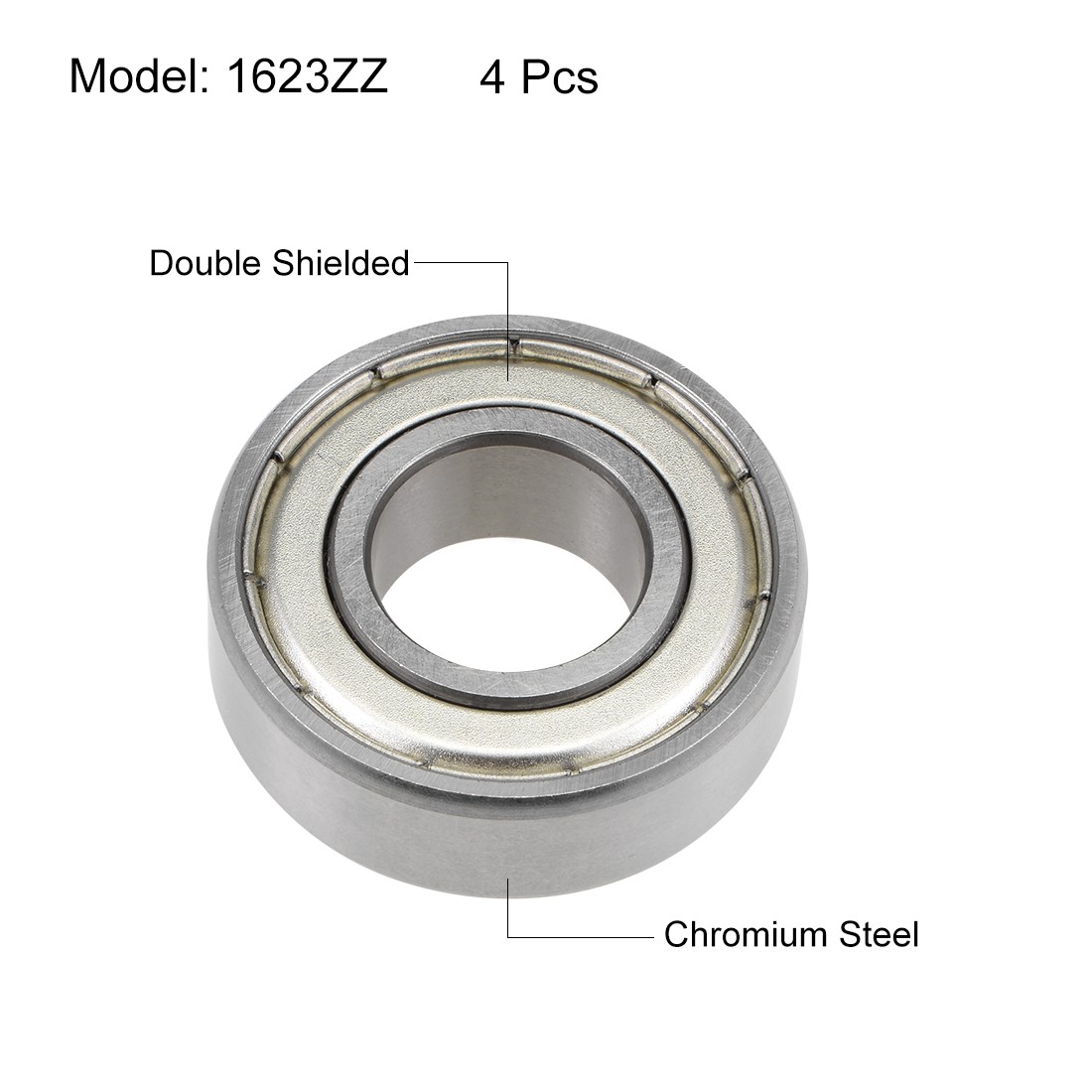 1623ZZ Deep Groove Ball Bearings Z2 5/8 x 1-3/8 x 7/16inch Double Shielded 4pcs