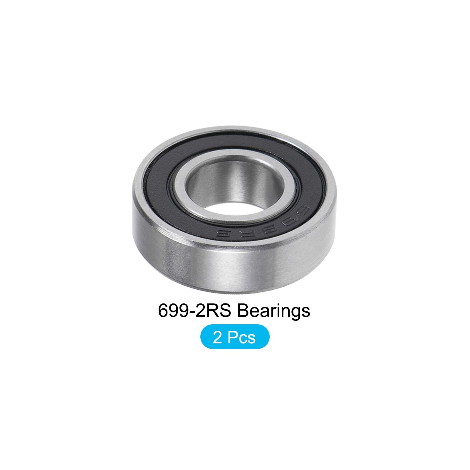 Bearings (699-2RS, 9mmx20mmx6mm) 2Pcs, Chromium Steel Double Sealed