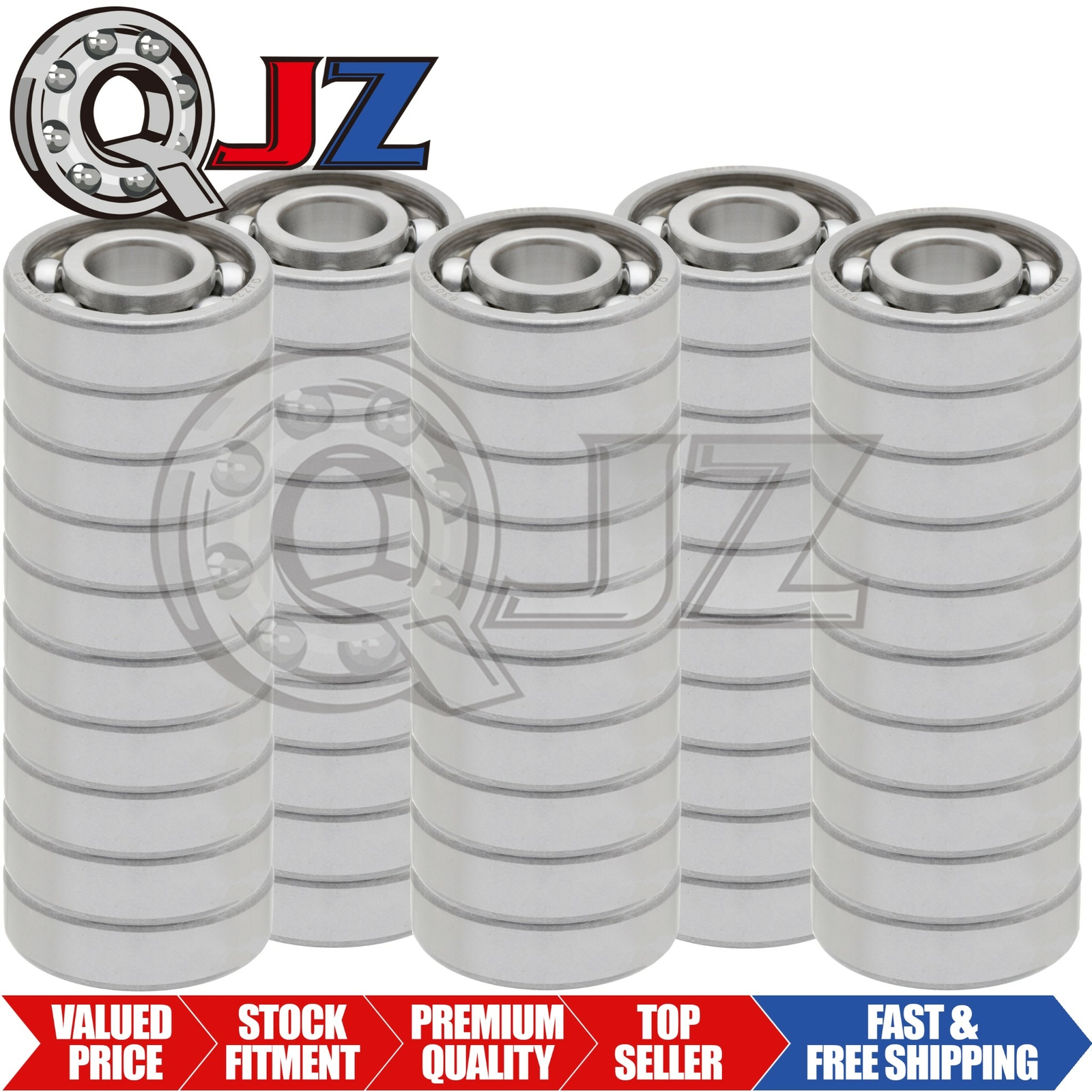 [50-Pack] 6304-OPEN Radial/Deep Groove Ball Bearing 20mm x 52mm x 15mm (IDxODxW)