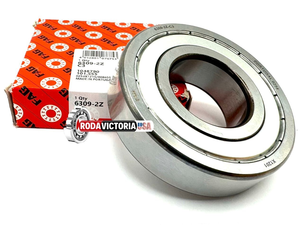FAG 6309 ZZ C3 DEEP GROOVE BALL BEARING, METAL SHIELDED 45x100x25 mm