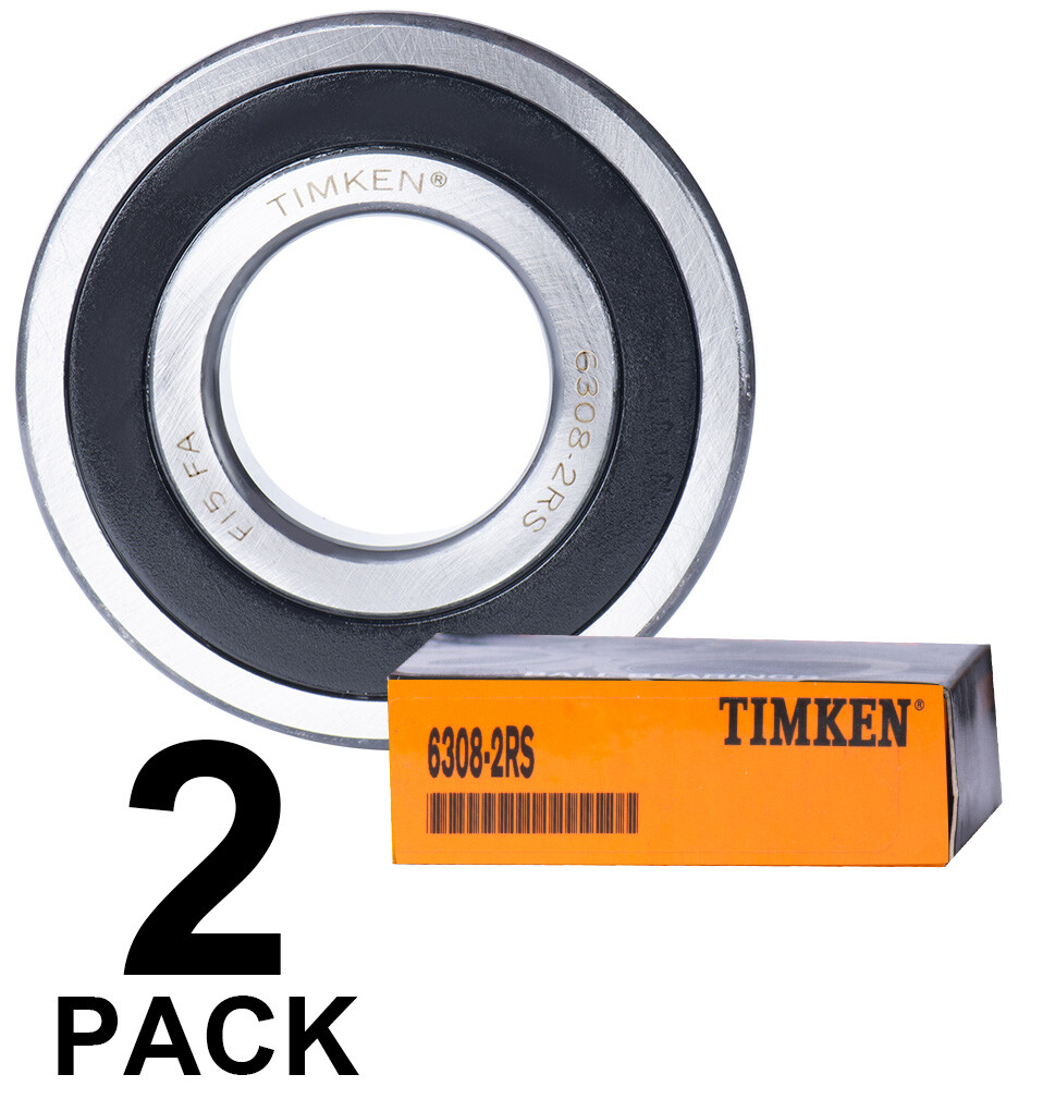 2PACK TIMKEN 6308-2RS 40X90X23MM Double Rubber Seal Ball Bearings