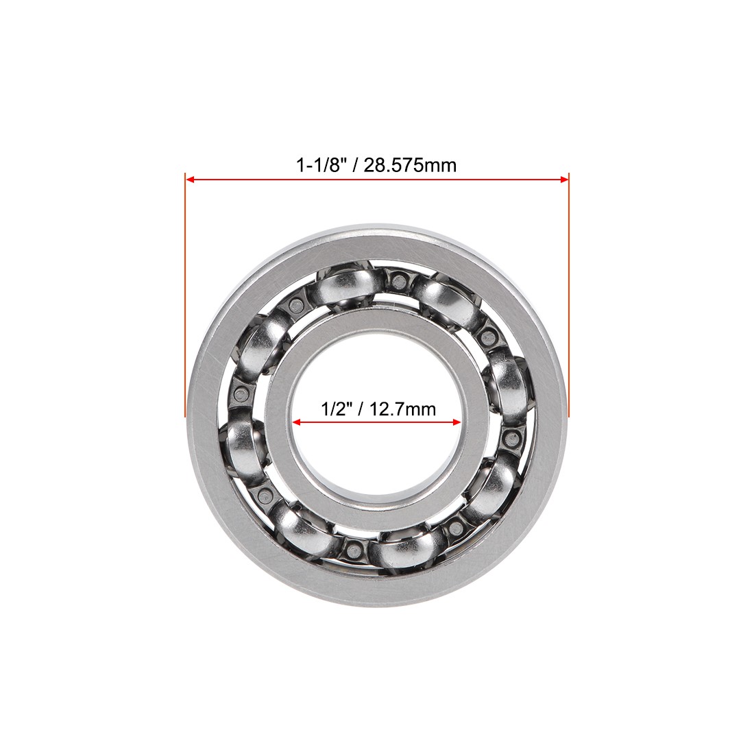 10Pcs R8 Deep Groove Ball Bearing 1/2″x1-1/8″x1/4″ Open Type Z2