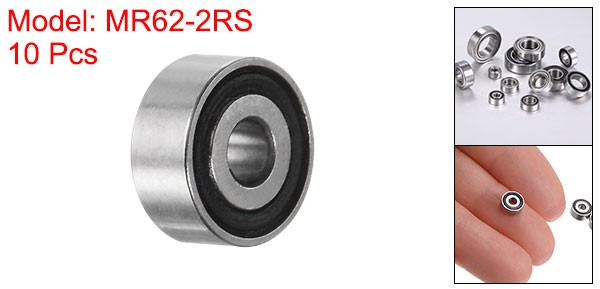 10pcs MR62-2RS, Bearing 2x6x2.5mm Chrome Steel Mini Bearing Double Sealed ABEC3
