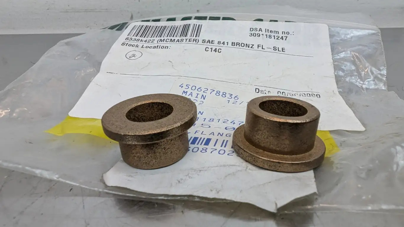 2 Pack McMaster-Carr 6338K422 Sleeve Bearing SAE 841 BRONZ FL-SLE 3120-01-641-60