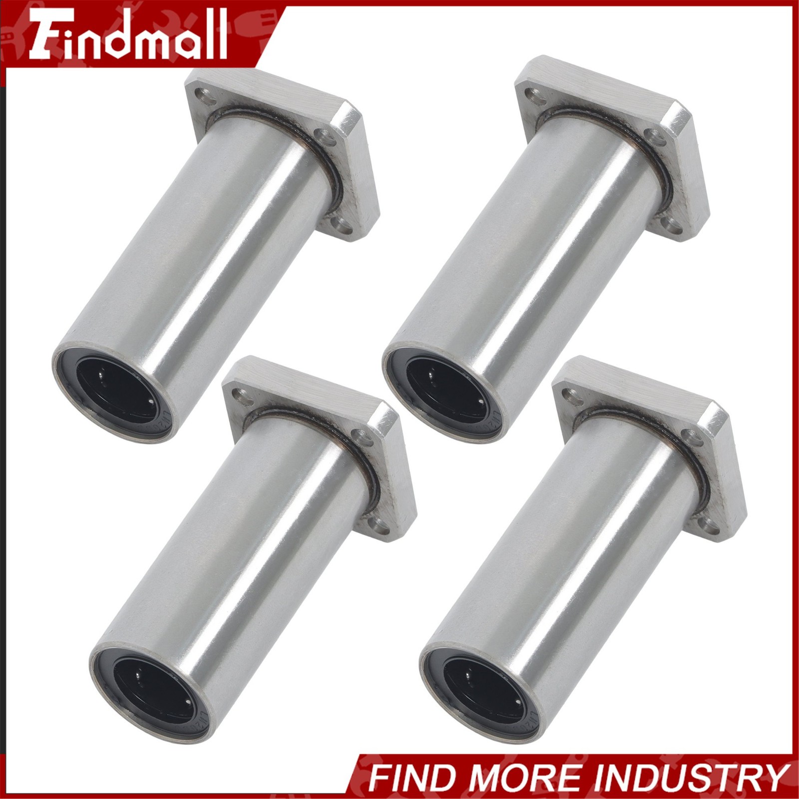 Findmall 4 Pack LMK20LUU 20x32x80mm Linear Bearing Square Flange Steel Cage CNC