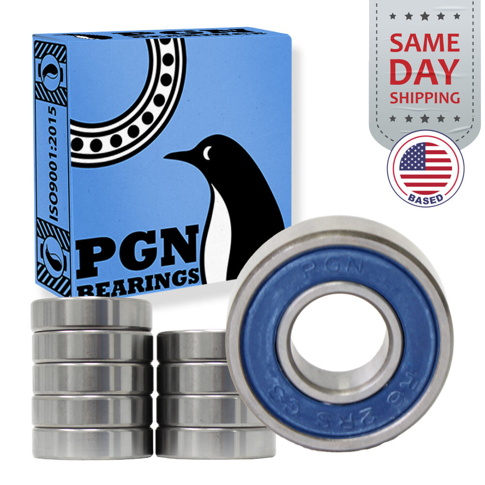 (10) R6-2RS Premium Rubber Seal Ball Bearing C3, 3/8″x7/8″x9/32″, R6rs