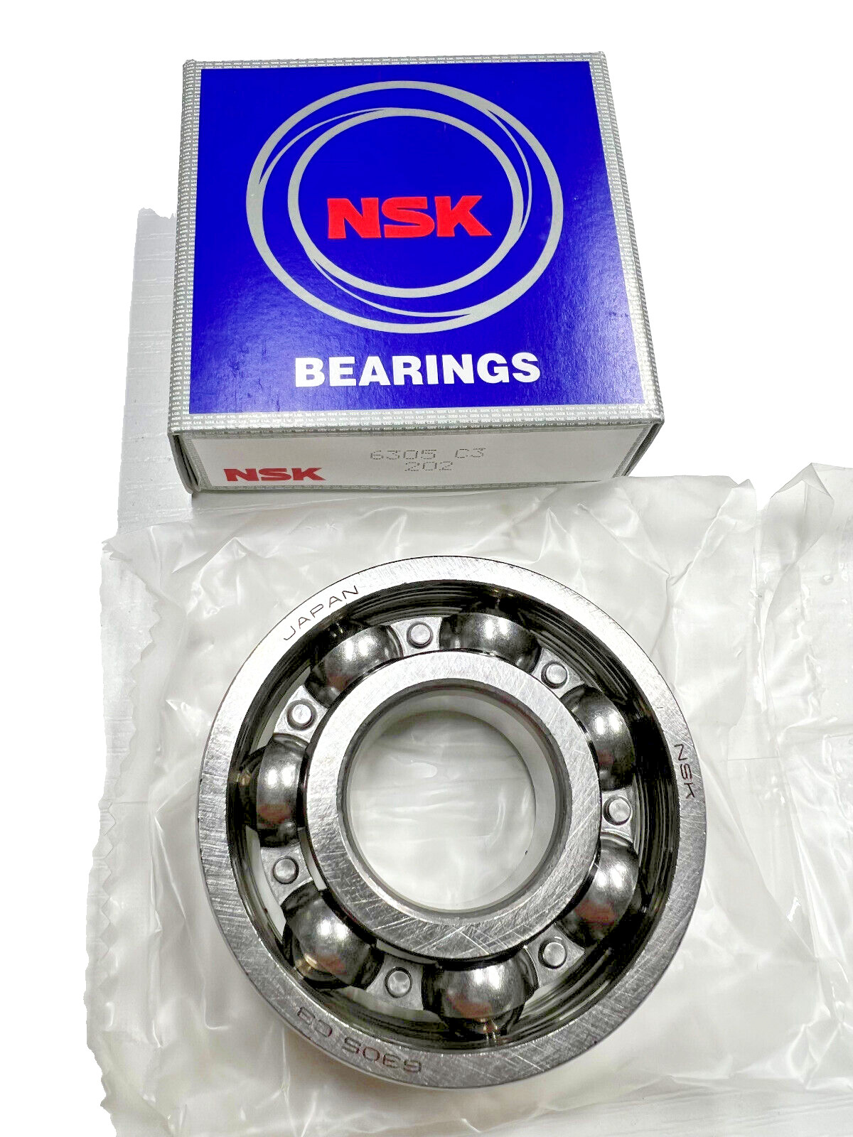 (2 PACK) 6305-C3 NSK Open (No Seal) Deep Groove Ball Bearings 25X62X17mm NEW