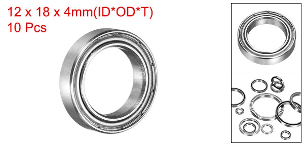 10 Pcs 12 x 18 x 4mm 6701ZZ Deep Groove Ball Bearings Chrome Steel Double Shield