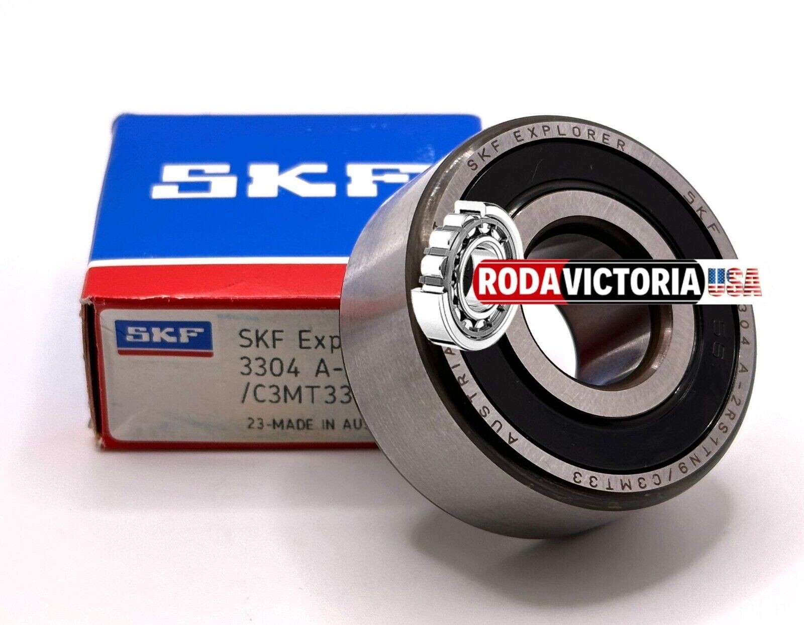 SKF 3304A 2RS1 TN9/C3 MT33 Angular Contact Ball Bearing, Rubber Sea 20x52x22.2mm