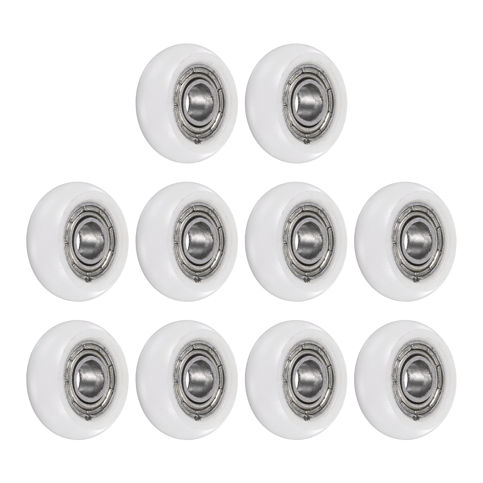 10Pcs 4×13.6x5mm Metal Shielded (GCr15) Chrome Steel Bearing+POM Guide, White