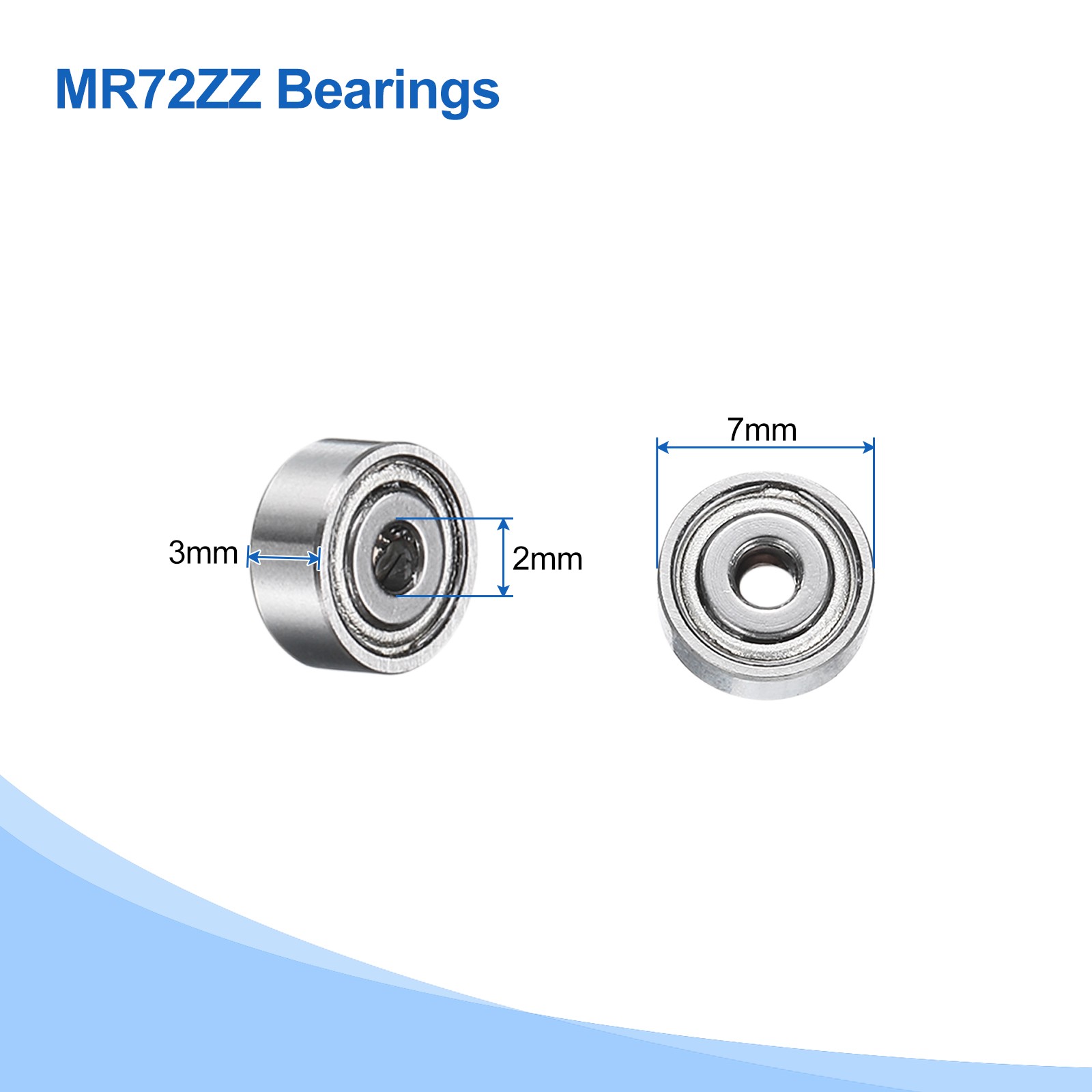 5pcs MR72ZZ Bearings 2x7x3mm Chrome Steel Mini Bearing Double Shielded, ABEC5